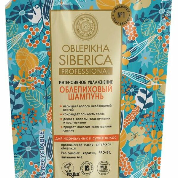 Шампунь для волос Natura Siberica Oblepikha Siberica Облепиховый для нормальных и сухих волос, 400 мл