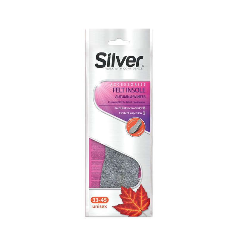 

Стельки осень-зима Silver с Войлоком, р. 33-45, 1 пара