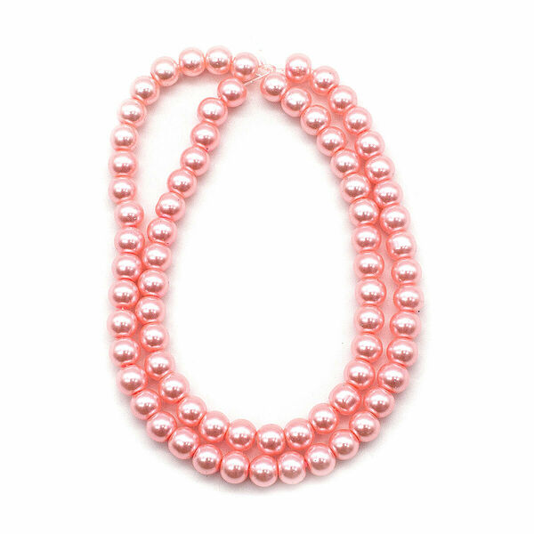 Бусины стеклянные на нитке, 6 мм, длина 40см(SB-10 светло-розовый)