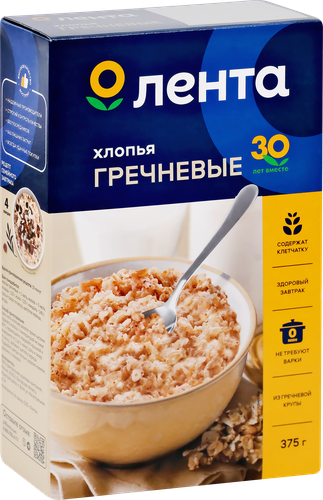 

Хлопья гречневые ЛЕНТА, не требующие варки 375г
