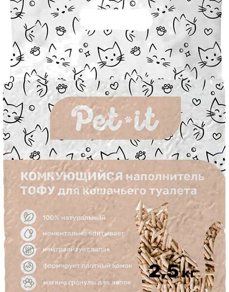 Наполнитель для кошек Pet-it Тофу комкующийся без аромата 6л