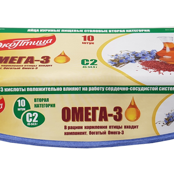 Яйца Экоптица куриные пищевые Омега-3 столовые С2, 10 шт