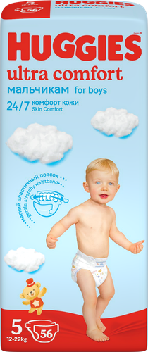 

Подгузники Huggies Ultra Comfort для мальчиков №5 12-22 кг 56 шт.