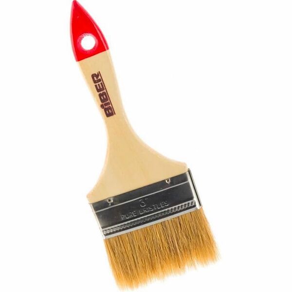 Кисть флейцевая БИБЕР Эконом, натуральная щетина, деревянная рукоятка, 3'', 75мм