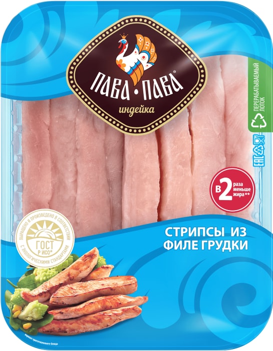 

Стрипсы Пава-Пава из филе грудки индейки охлаждённые 450 г