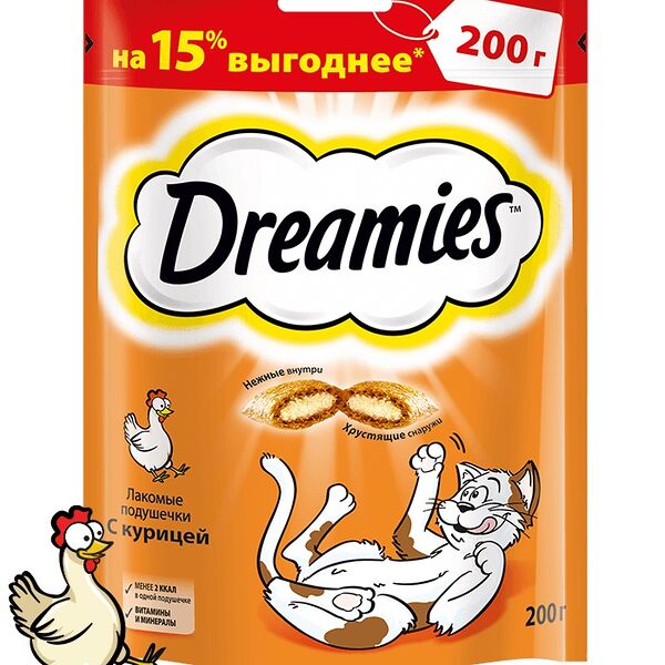 Лакомство для взрослых кошек Dreamies с курицей