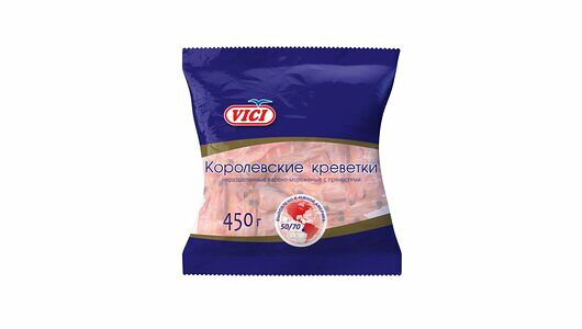 Креветки Vici Королевские 50/70 в панцире варено-мороженые