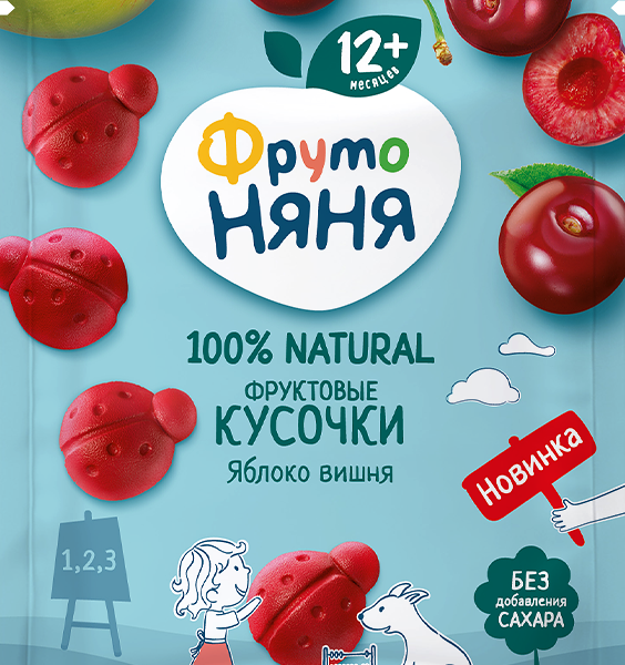 Фруктовые кусочки ФрутоНяня яблоко-вишня