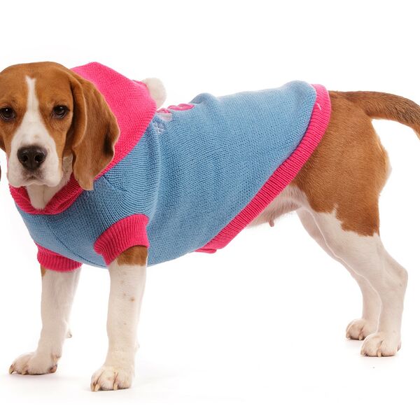 Свитер с капюшоном для собак 45см 2XL розовый (унисекс)