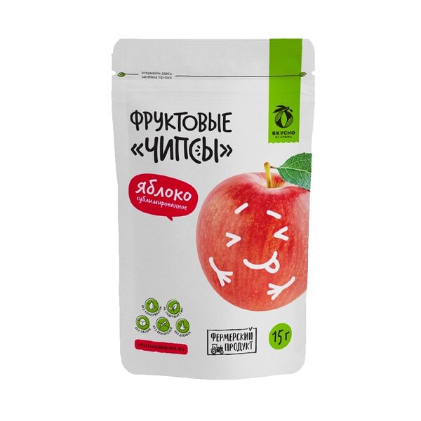 Чипсы фруктовые Вкусно из Крыма Яблоко сублимированное без сахара 15г, Россия