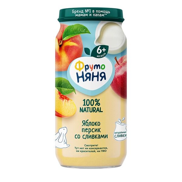 Пюре фруктовое ФрутоНяня из яблок и персиков со сливками с 6 месяцев 250 г