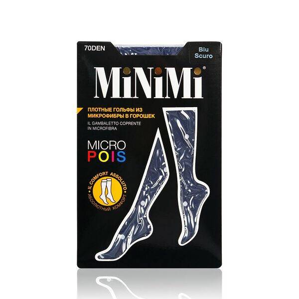 Женские гольфы из микрофибры Minimi Micro Pois 70den Blu Scuro ( в горошек )