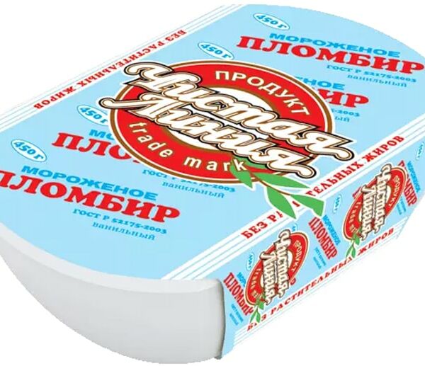 Мороженое Чистая Линия Пломбироешка ванильное 12% 450г