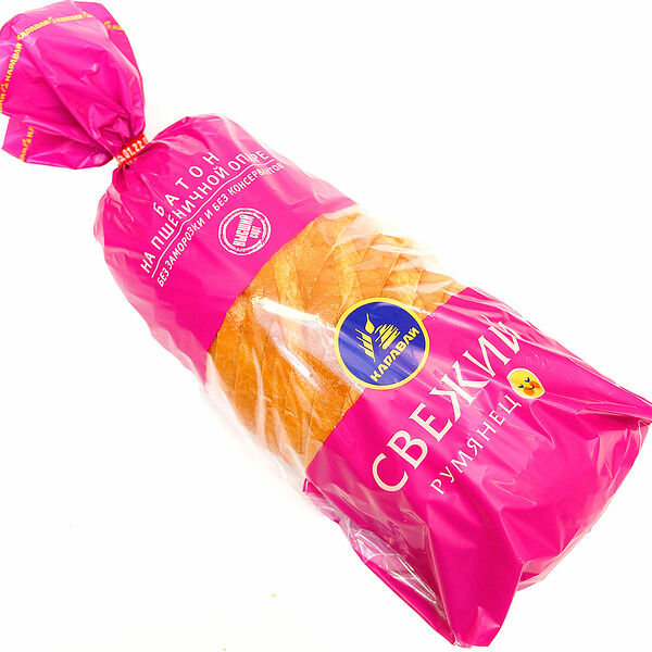 Хлеб Каравай Свежий Румянец Батон на пшеничной опаре нарезка, 400г