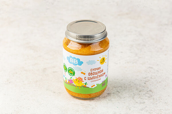 Супчик овощной с цыпленком, с кусочками