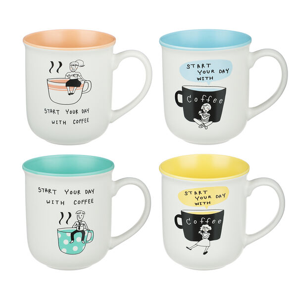 Millimi бодрое утро кружка, 380мл, фарфор, 4 дизайна