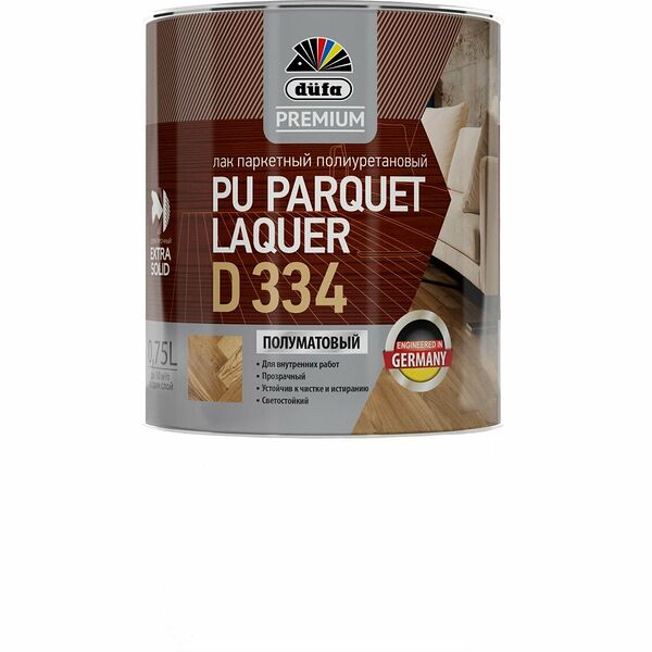 Лак Dufa Premium D3340, акриловый, для дерева, износостойкий, бесцветный, 0,75 л