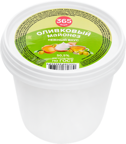 Майонез 365 ДНЕЙ Оливковый 50,5%, 820мл