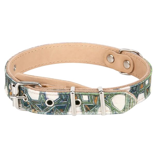 Ошейник для собак Мозаика, натурально-зеленый, 25 мм