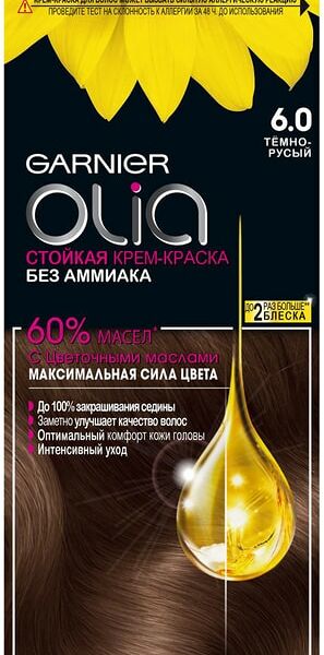 Крем-краска для волос Garnier Olia 6.0 Тёмно-русый
