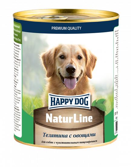 HAPPY DOG для собак консервы 970г Natur Line Телятина с овощами