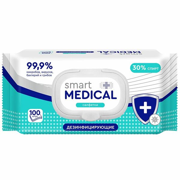 Салфетки влажные SMART MEDICAL дезинфицирующие Арт. 72029, 100шт