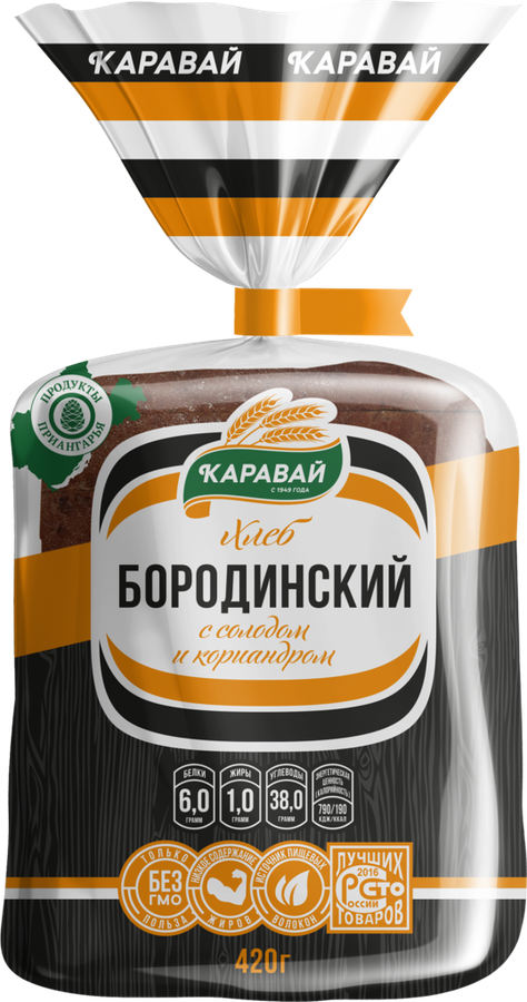 

Хлеб КАРАВАЙ Бородинский, 420г