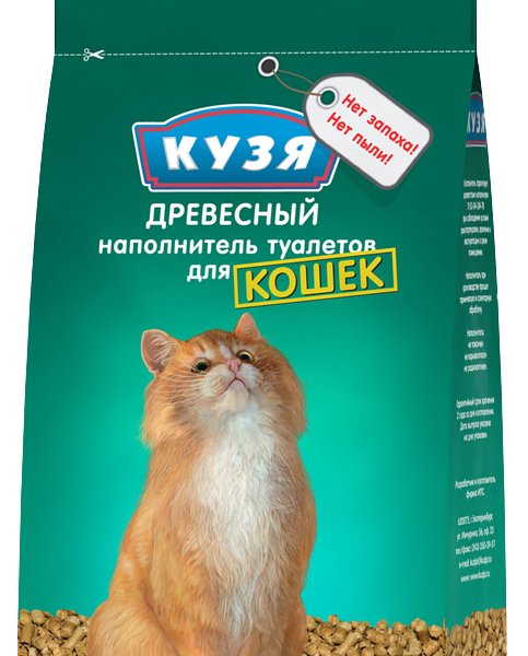 Кузя наполнитель древесный впитывающий 2,3 кг.