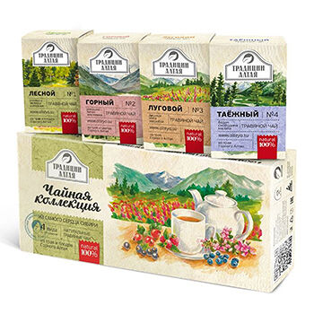 Подарочный набор травяных чаев Алтэя Чайная коллекция 4х50 г, Россия