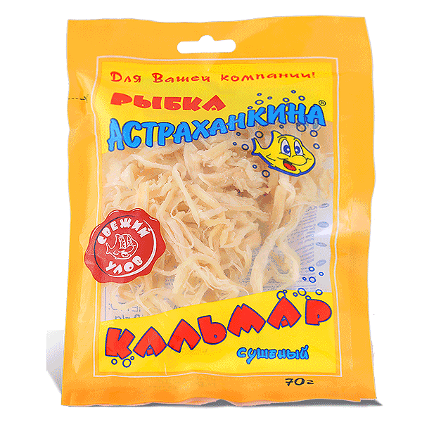 Кальмар сушеный п/п 70гр ТМ 
