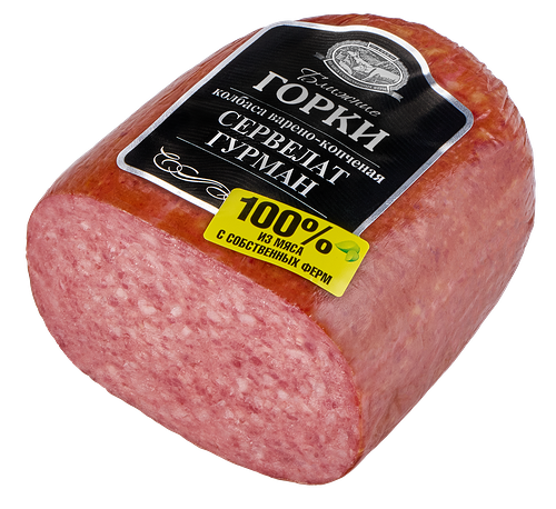 Колбаса копчено-вареная БЛИЖНИЕ ГОРКИ Сервелат Гурман, 500 г