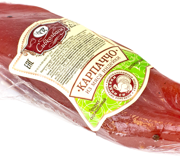 Карпаччо СИБИРСКИЕ КОЛБАСЫ из мяса индейки с/к в/у вес 