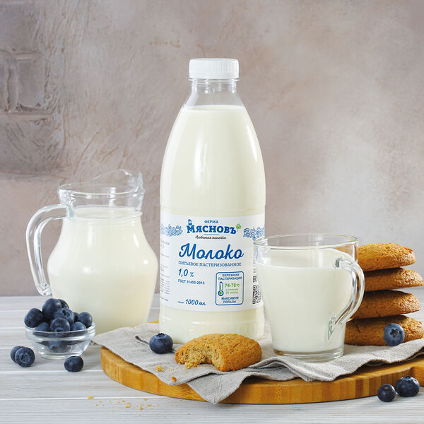 Молоко 1% ГОСТ пастеризованное питьевое МясновЪ Ферма