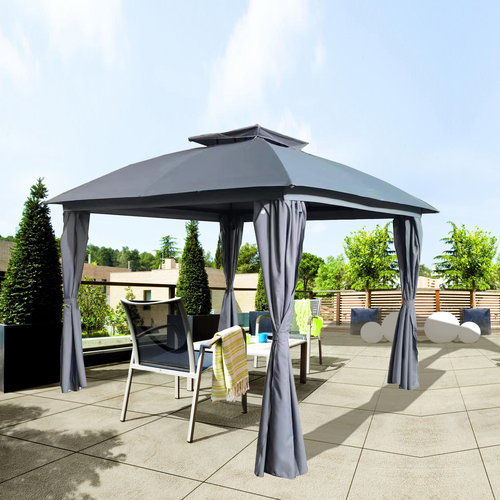 

Павильон Giardino Club 2.9x2.9x2.65 м со шторами, серый, арт. LZ-12929