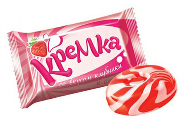 Карамель KDV Кремка со вкусом клубники и сливок