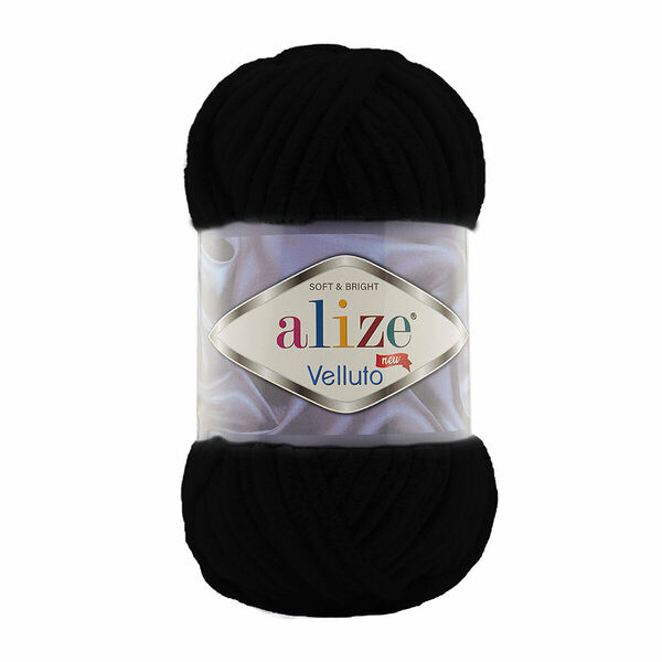 Пряжа Alize 'Velluto' 100гр. 68м. (100% микрополиэстер)(60 черный)