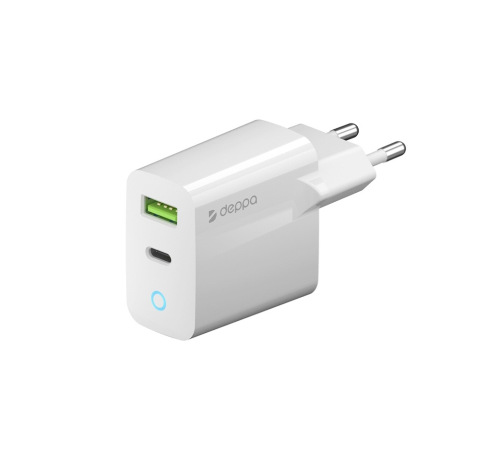 

Сетевое зарядное устройство USB A + 2xUSB-C Deppa Pd 3.0, qc 3.0, 65w GaN, белый, Китай