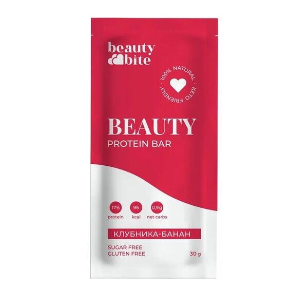 Кето-батончик протеиновый Beauty Bite Beauty Клубника-Банан 30 г Россия