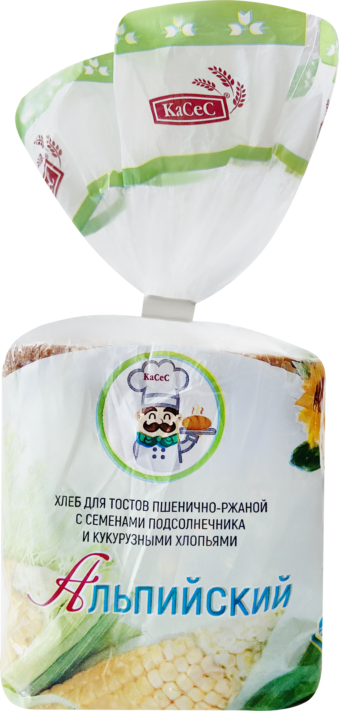 

Хлеб пшенично-ржаной для тостов КАСЕС Альпийский с кукурузными хлопьями, 170г