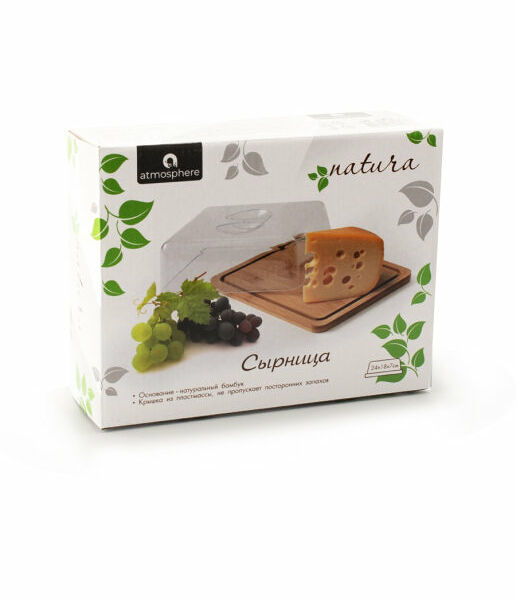 Сырница Atmosphere Natura бамбуковая с крышкой, 24x18х7 см, 1 шт.