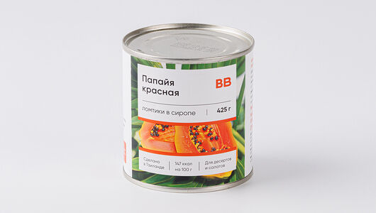 Папайя красная ломтиками в сиропе без ключа