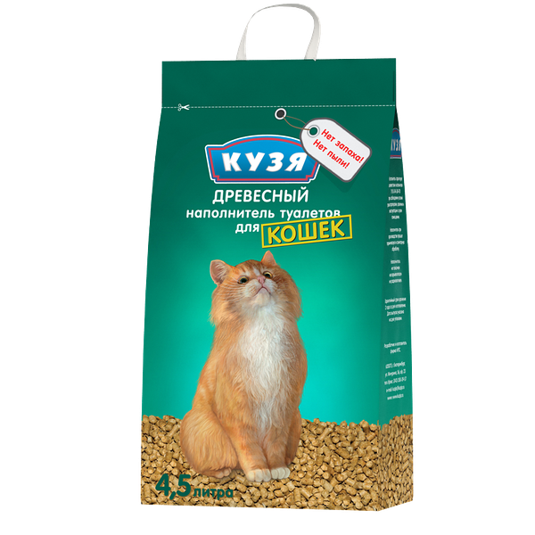 Кузя наполнитель древесный впитывающий 2,3 кг.