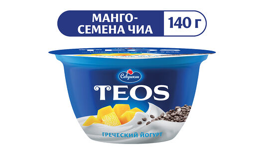 Йогурт греческий Teos Манго-чиа 2% 140г