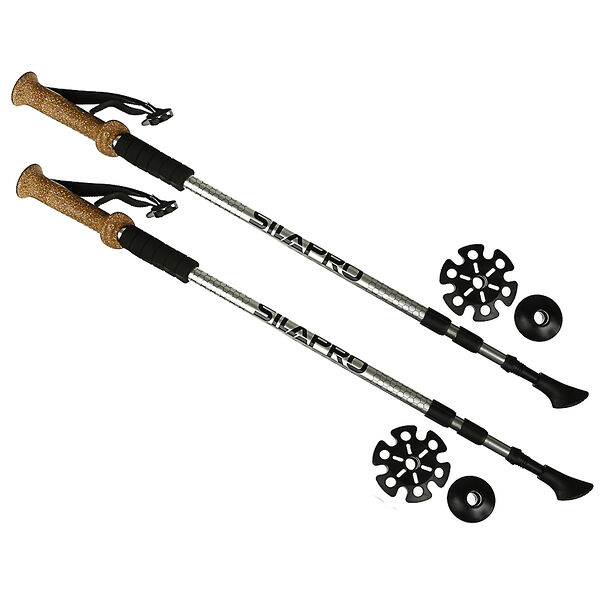 Silapro набор палок для скандинавской ходьбы 2шт, телескопические 65-135см, алюм 6061, пробка