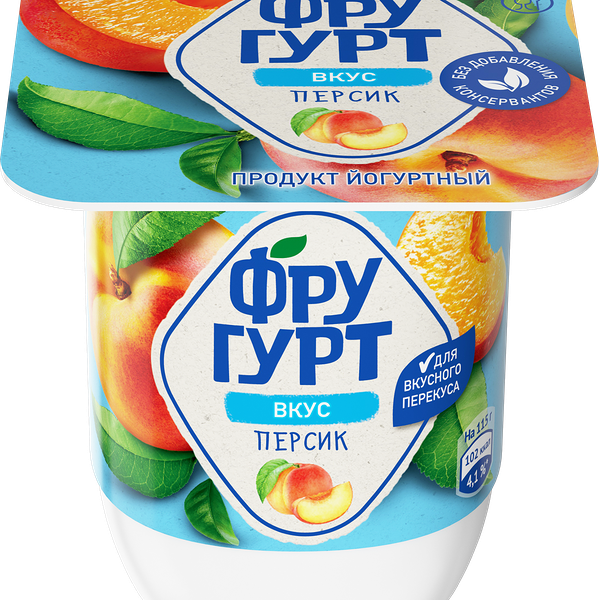 Продукт йогуртный ФРУГУРТ с персиком 2,5%, без змж, 115г