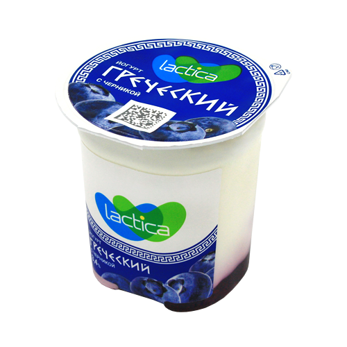 Йогурт Lactica двухслойный греческий с черникой 3,4%, 120 г