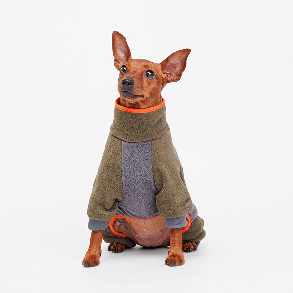 Комбинезон флисовый на замке для собак, M, зеленый