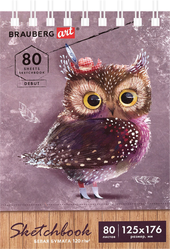 

Скетчбук BRAUBERG Art debut, 80 листов, на гребне, 12,5х17,6см, Арт. 112988