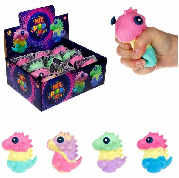 Игрушка-антистресс 1Toy Жмяка Hit Pop It Динозавр, цвет в ассортименте, 1шт