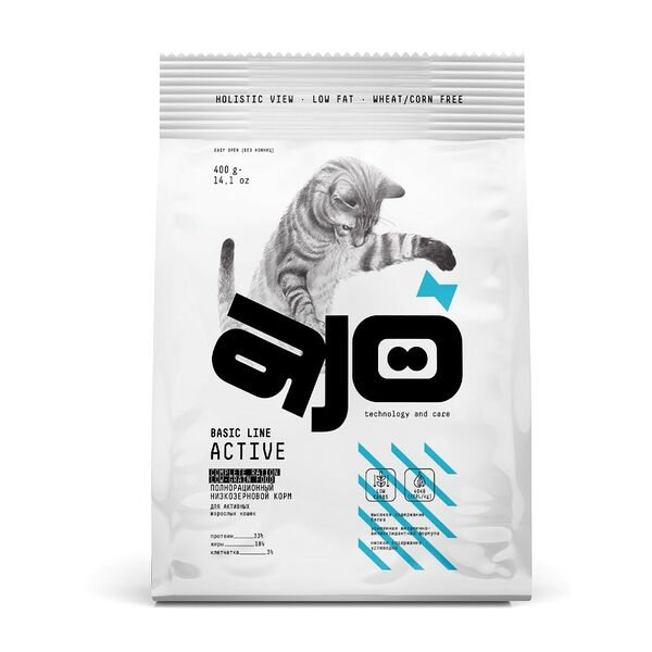 Сухой корм AJO Cat Аctive Курица/Индейка/Рис для кошек 